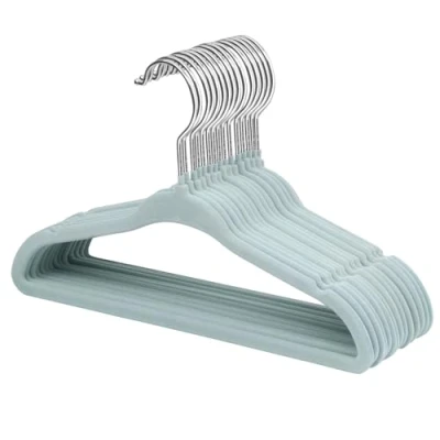Image of ManGotree Baby Velvet Hangers, Infant and Toddler Non Slip Children Ultra Slim Space Saving Kids Sturdy Clothes Hangers 15 Pack (Blue)