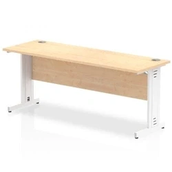 Image of Impulse 1800 x 600mm Straight Desk Maple Top White Cable Managed Leg