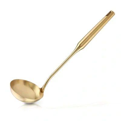 Image of Soup Ladle,Stainless Steel Sauce Ladle,13x3.6x1.2inch,Oil Spoon Canning Ladle Serving Gold Gravy for Stew Cooking