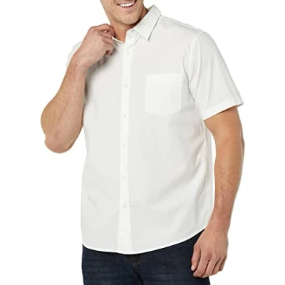 Image of Amazon Essentials Men&#039;s Slim Fit Short Sleeve Poplin Shirt, White, XXL
