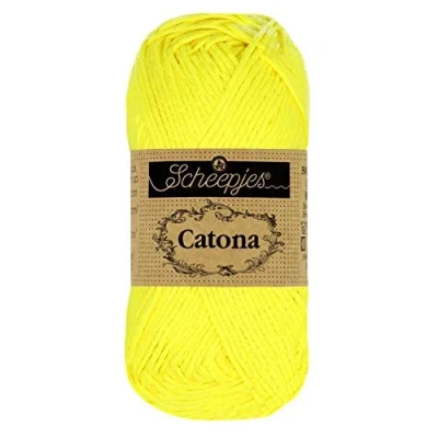 Image of Scheepjes Catona 601 Neon Yellow Yarn 1x10g