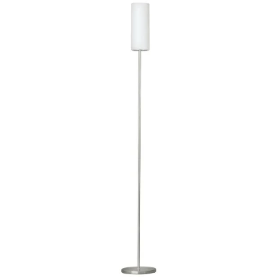 Image of EGLO Troy 3 Floor Light, Nickel Matt Steel Standing Lamp with Satin White Glass E27 Socket, incl. Footswitch