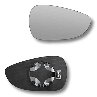 Image of Less4spares Replacement Wing Mirror Glass Right Compatible with Ford Fiesta 2008 2017 CLIP ON Driver Off side Heated Convex