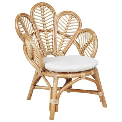 Image of Beliani Peacock Kids Chair Boho Indoor Rattan Seat Natural Florentine II