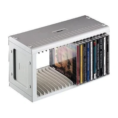 Image of Hama CD Rack for 20 CDs (CD storage hanging or standing, space saving, small stand, the office any room), Grey