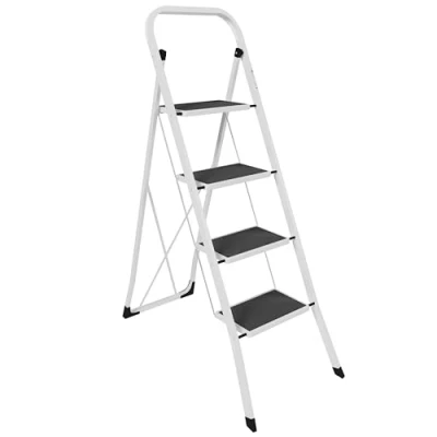 Image of Home Vida 4 Step Ladder, Heavy Duty Steel, Folding, Portable with Anti Slip Mat