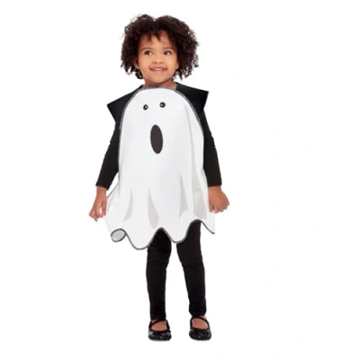 Image of Smiffys Toddler Ghost Tabard, White, Halloween Child Fancy Dress, Dress Up Costumes