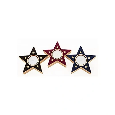 Image of Xmas Flock Star Tealight Holder Assorted (One chosen at random)