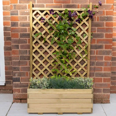 Image of 2&#039;7 x 1&#039;4 Forest Trellis Wooden Garden Planter (0.8m 0.4m)