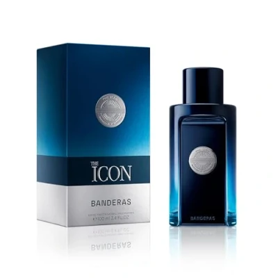 Image of Banderas Perfumes The Icon, Eau De Toilette Men Long Lasting Masculine, Elegant, With Personality Fragance Amber Woody Notes Ideal Special Events 100 Ml