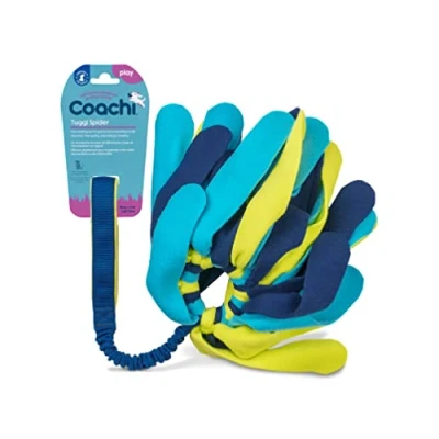 Image of Coachi Tuggi Spider Interactive Dog Toy for Tug of War &amp; Play. Strong Comfortable, Stretchy Bungee Handle, Reward Training, Interrupting Biting Chewing. Ideal Agility Suitable Puppies