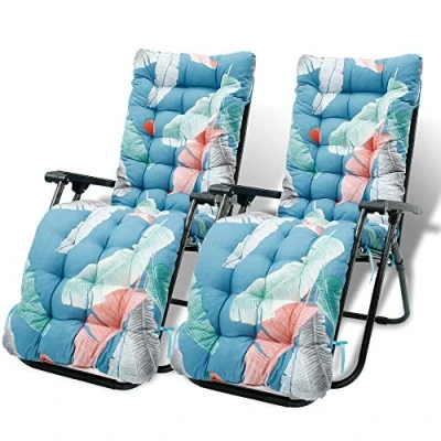 Image of Adifare Garden Sun Lounger Cushion 170 x 50cm Replacement Chair Pad Sunbed Cover Thick Recliner Lounge Relaxer Non slip Cotton Sofa Outdoor High Back Seat Pads (2pcs)