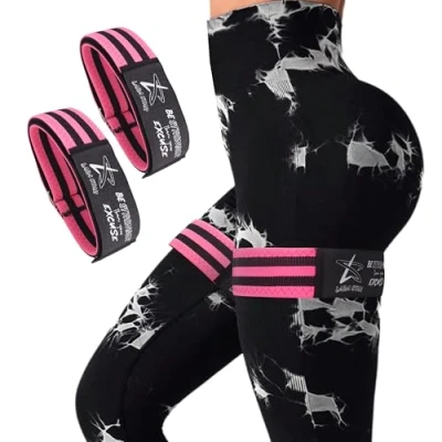 Image of LARA STAR BFR Occlusion Bands for Women Glutes (Pink),Blood Flow Restriction Legs, Butt &amp; Hip Building, Workouts, Best Fabric Resistance Squat Thigh