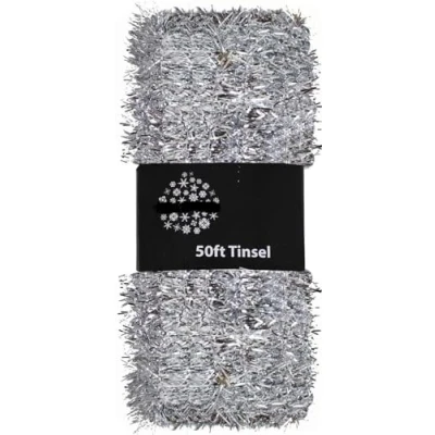Image of SKYTE® 3 pack 50FT Luxury Metallic Tinsel Garland Very Long Christmas Shiny Party Indoor and Outdoor Decorations Tree (silver))