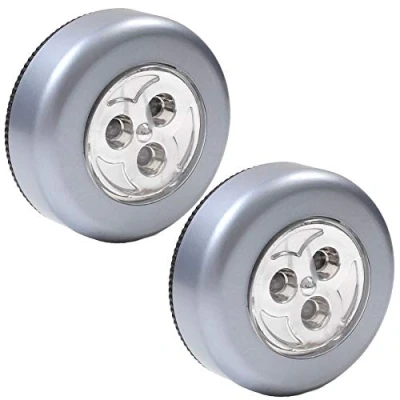 Image of 2X Bright LED Push Button Lights Self Stick Adhesive Backing Spot Lamp