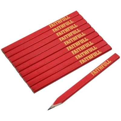Image of Faithfull FSC Wood Carpenters Pencils 10 Pack Medium (Red)