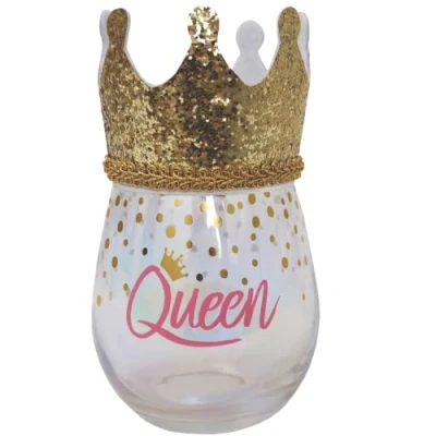 Image of Celebration Glass Stemless Wine Queen
