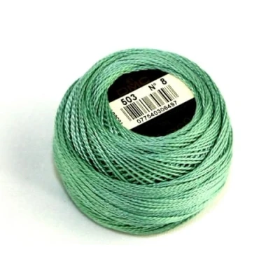 Image of DMC Cotton Perle Thread Size 8 503 per 10 gram ball