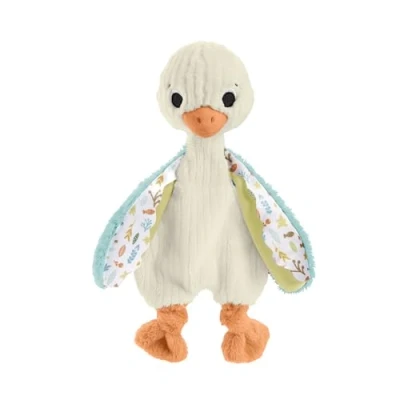 Image of Fisher Price Baby Sensory Toy Snuggle Up Goose Plush with Jingles for Newborns, Machine Washable, HRB16