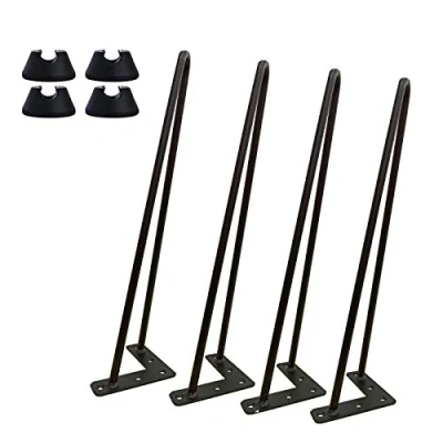 Image of 41cm 16 inch Black Hairpin Legs Table Industrial Mid Century Modern Style, 10mm Thickness 2 Pin, Pre Drill Holes, Tables Chairs Benches Furniture DIY Project, 4PCS