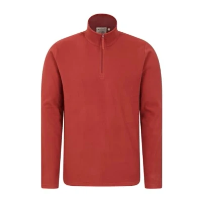 Image of Mountain Warehouse Camber II Mens Half Zip Fleece Microfleece Quick Dry Sweatshirt Everyday Wear Autumn Winter, Outdoors, Travelling &amp; Hiking Red XS