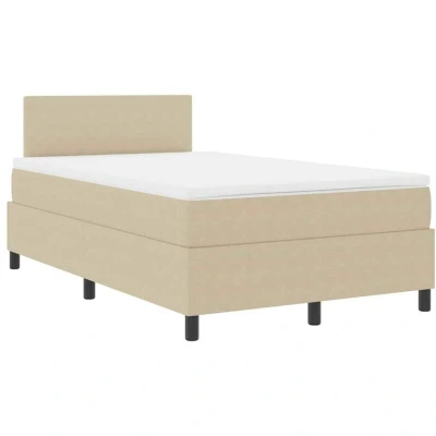 Image of vidaXL Box Spring Bed with Mattress &amp; LED Light Green Grey 120x200 cm Corduroy Fabric