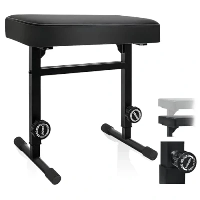 Image of WUDLEP Piano Bench Adjustable Stool, Music Keyboard Seat, Stool Chair with Padded Cushion for Musicians, Black