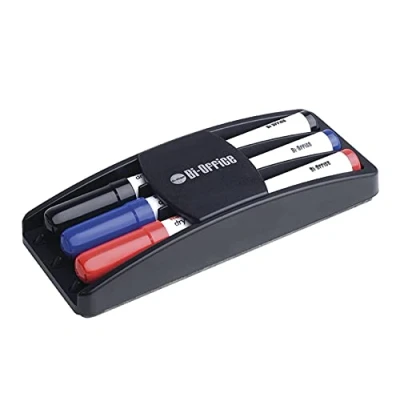 Image of Bi Office Non Magnetic Eraser with 3 Dry Wipe Markers