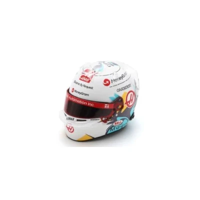 Image of Spark Models Haas F1 Team Kevin Magnussen Mini Helmet, 1:5 Scale, White, 2024