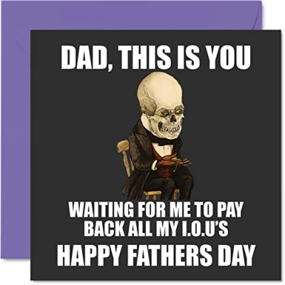 Image of Funny Fathers Day Cards for Dad I.O.U Joke Happy Card from Son Daughter, Banter Father Gifts, 145mm x Rude Humour Father&#039;s Greeting Gift Daddy Papa