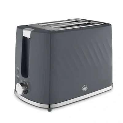 Image of Swan ST14071GRY Windsor 2 Slice Toaster with 7 Browning Levels, Defrost/Reheat/Cancel Functions, Self Centring Functions and Removable Crumb Tray, 900W, Grey