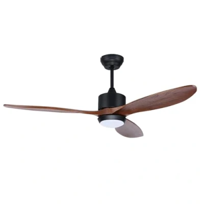 Image of Ovlaim 132cm Wood Ceiling Fan with LED Lights and Remote Control, Quiet DC Motor Fans 3 Blades for Home Bedroom Living Room Patio, IP44 Waterproof