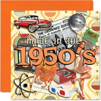 Image of Fun Birthday Cards for Men &amp; Women Made In The 50&#039;s 1950s Happy Card Grandad Nan Grandma Mum Dad Sister Brother Uncle Auntie Friend 145mm x Decade Greeting
