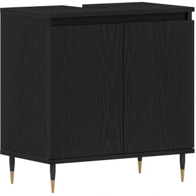 Image of vidaXL Bathroom Sink Cabinet Black Oak 58x33x60 cm Engineered Wood