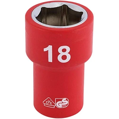 Image of Draper Fully Insulated VDE Socket, 3/8&quot; Sq. Dr., 18mm