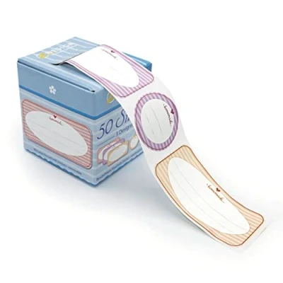 Image of Avery 56820 Rectangular and Round Home Made Writable Gift Stickers/Product Labels, Multi coloured, Pack of 50, 38 mm + x 75