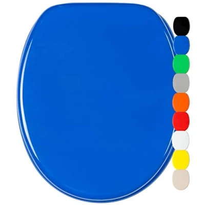 Image of Sanilo Soft Close Toilet Seat, Wide Choice of Monochrome Seats, Stable Hinges, Easy to Mount (Blue)