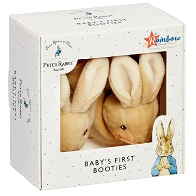 Image of Official Peter Rabbit Baby Booties Newborn Crib Shoes for Boys and Girls Unisex Slippers by Rainbow Designs