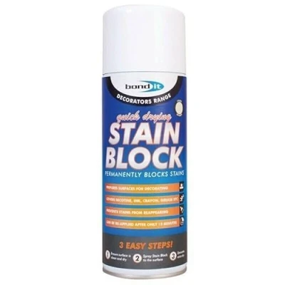 Image of Bond It Stain Block 400ml Aerosol Spray Paint Covers Water Rust &amp; Mould Marks Stainblock Off White 400 ml Painting Stains