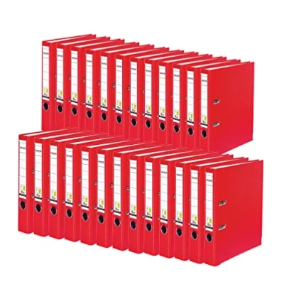 Image of Exacompta Ref 09984162007F FALKEN Vegan PP Lever Arch Files Suitable for A4 Documents, 50mm Spine, Spine Label, Metal Finger Hole Red (Pack of 25)