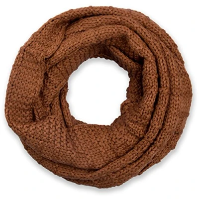 Image of styleBREAKER knitted loop scarf checkered, plain fine knit snood, winter scarf, unisex 01018154, Colour:Cognac