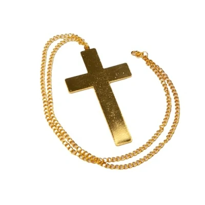 Image of Wicked Costumes Gold Metal Cross Pendant for Priest/Nun Fancy Dress Accessory