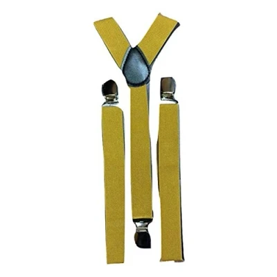 Image of L&amp;L® MENS LADIES UNISEX ADJUSTABLE SLIM BRACES TROUSER SUSPENDERS FANCY DRESS CLIP ON (Gold)