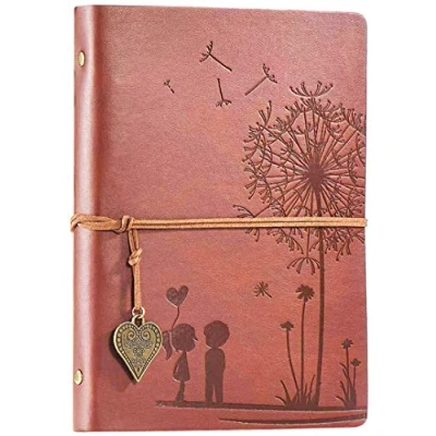 Image of A5 Leather Notebook Travel Journal Vintage Diary Refillable 100 Sheets/200 Pages 80GSM Acid Free Paper Best Gift Idea