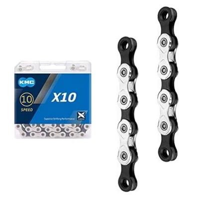 Image of KMC X10 10 Speed Chain 116 Links, Road/Mountain Bike Chain, Fit for Shimano SRAM Campagnolo Silver Black