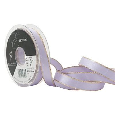 Image of Berisfords Gold Edge Satin Ribbon, Orchid, 15 mm