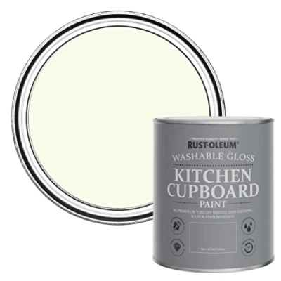 Image of Rust Oleum Green Kitchen Cupboard Paint in Gloss Finish Apple Blossom 750ml