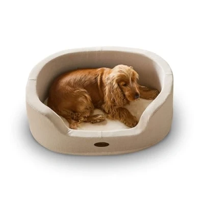 Image of Silentnight Orthopaedic Donut Dog Bed Luxury Faux Fur Base and Support Sides for Cosy &amp; Comfort Ease Anxiety Aches Pains Removable Washable Cover Non Slip Pet Bed, Natural, Medium
