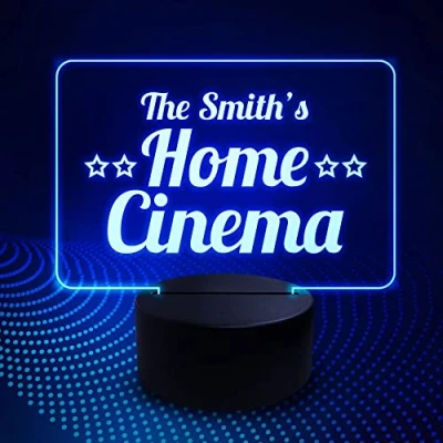 Image of Red Ocean Personalised Home Cinema Room Sign NEON Novelty Decor Gift