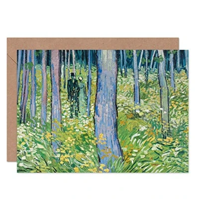 Image of Artery8 Vincent Van Gogh Undergrowth Two Figures Painting Fine Art Greeting Card Plus Envelope Blank Inside